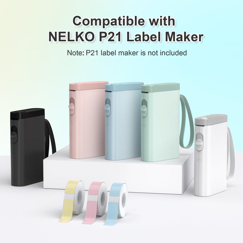 NELKO Genuine P21 Label Maker Tape  Adapted Label Print Paper  14x40mm (0.55""x1.57"")  Standard Laminated Office Labeling Tape Replacement  Multipurpose of P21  180 Tapes/Roll  3-Roll  White - Image 5